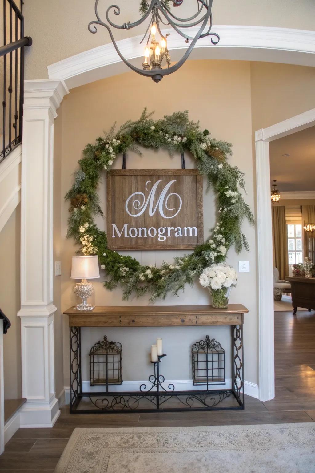 Personalize your holiday decor with a chic monogram wreath.