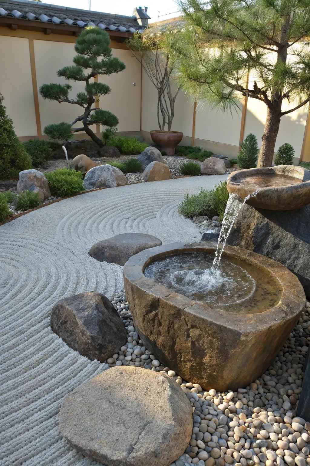 Find tranquility in the art of simplicity with a Zen-inspired pondless waterfall.