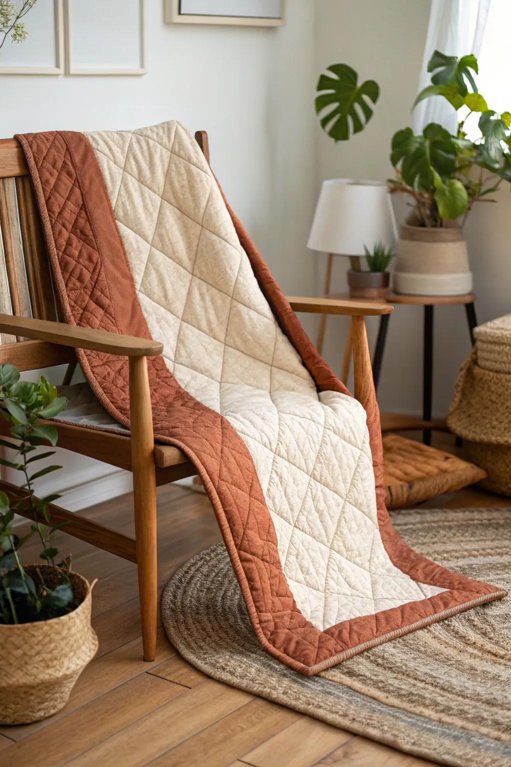 Double borders bring depth and elegance—perfect for a minimalist's touch. #QuiltArtistry #ScandiBoho