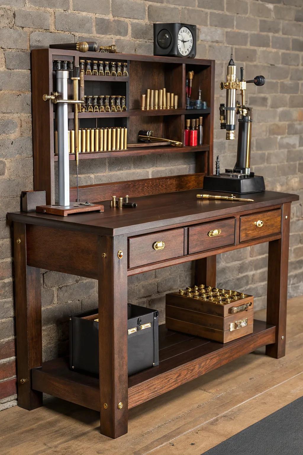 Where vintage charm meets modern efficiency: A reloading bench masterpiece.