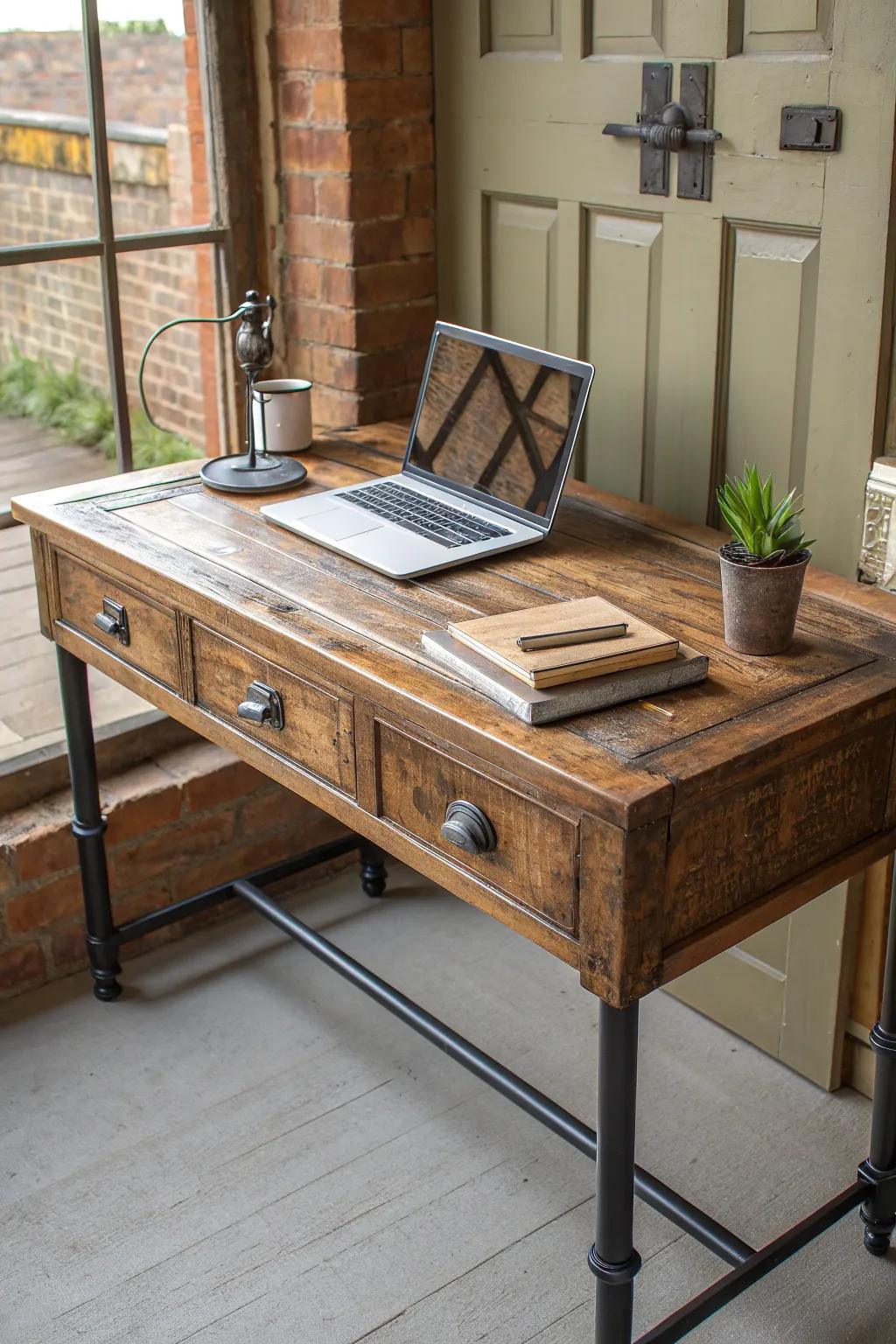 Craftsmanship Meets Creativity: Transform your old door into a stunning work desk.