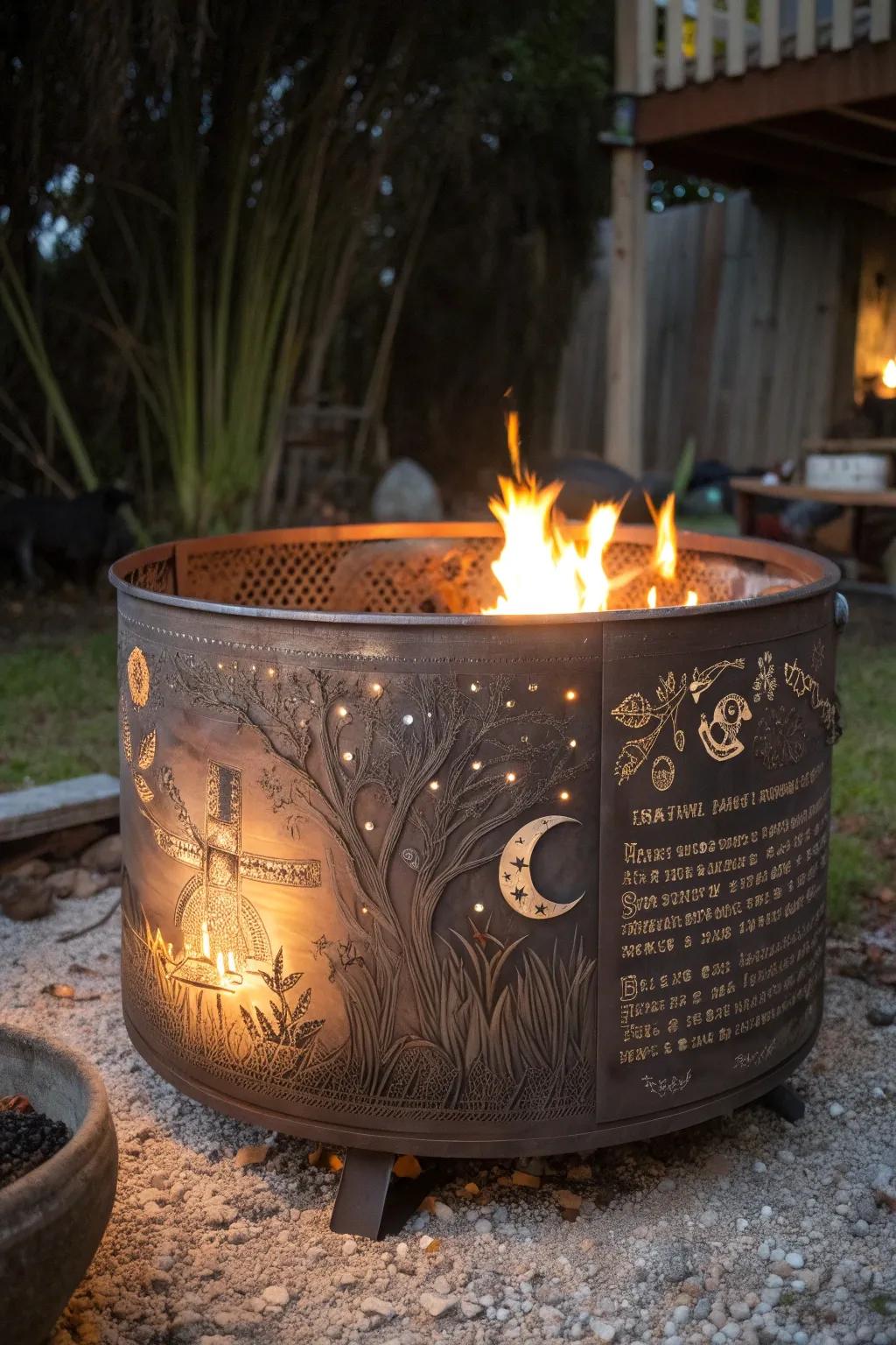 Ignite your gatherings with a fire pit that speaks your personality, intricately engraved for a touch of craftsmanship.
