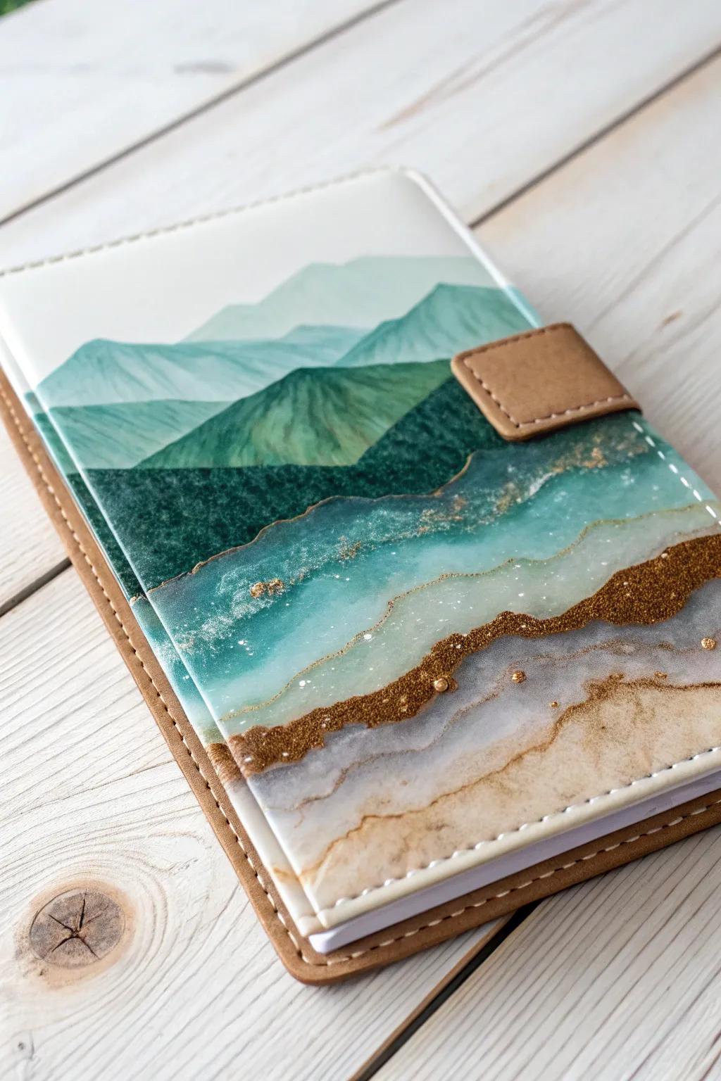 Capture the beauty of nature with this exquisite resin notebook, where art meets simplicity.