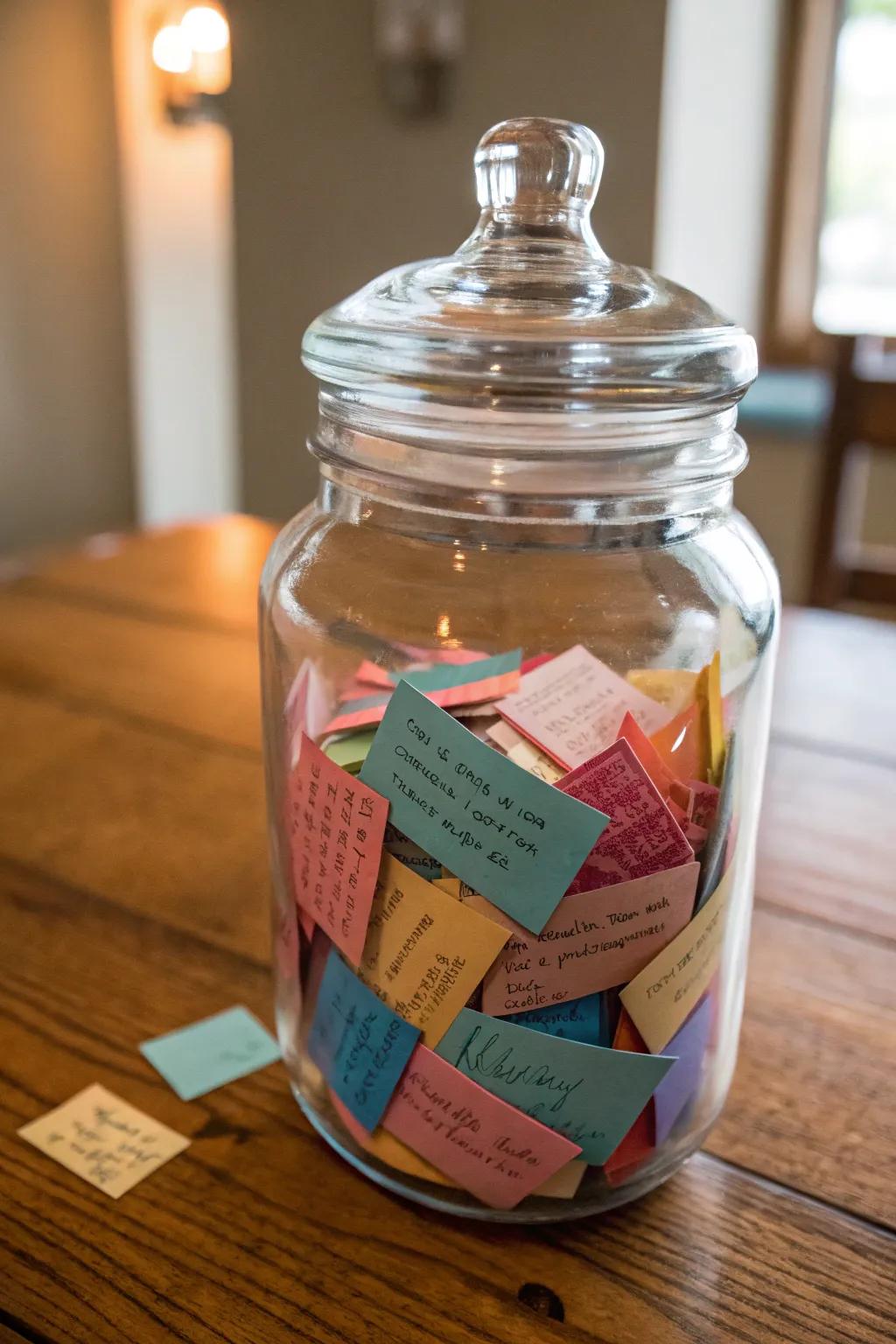 A memory jar offers a treasure trove of memories and well-wishes.