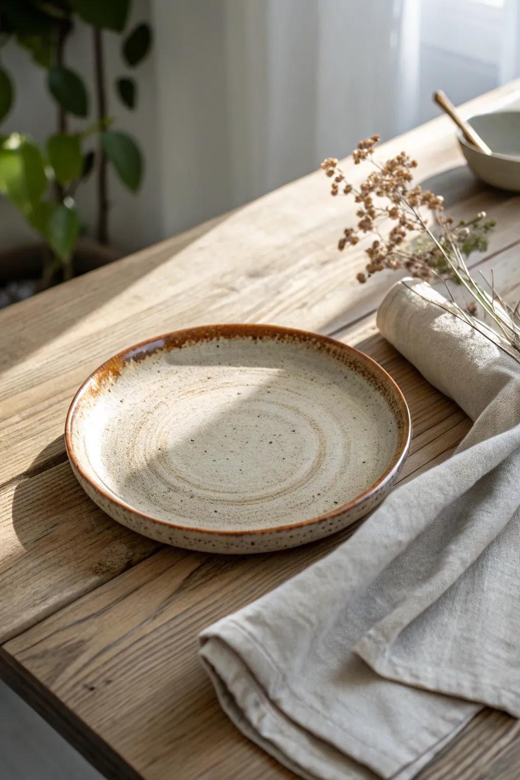 Embrace the charm of rustic dining with handcrafted stoneware elegance.