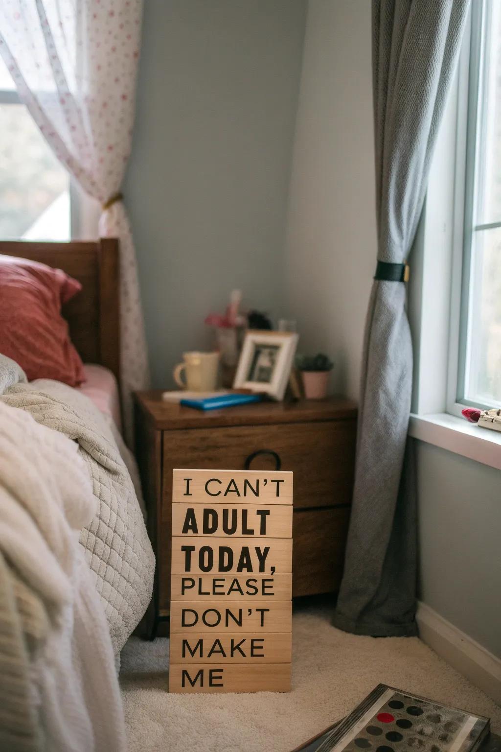 A relatable sentiment for those lazy days.