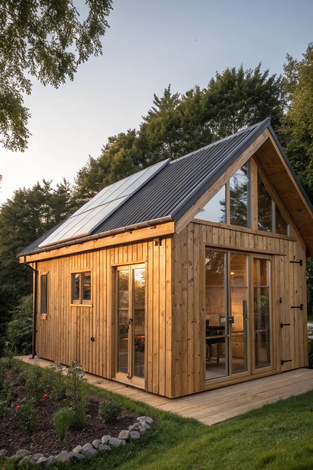 Harness the sun's power with a sustainable solar-powered shed, where craftsmanship meets eco-friendly innovation.