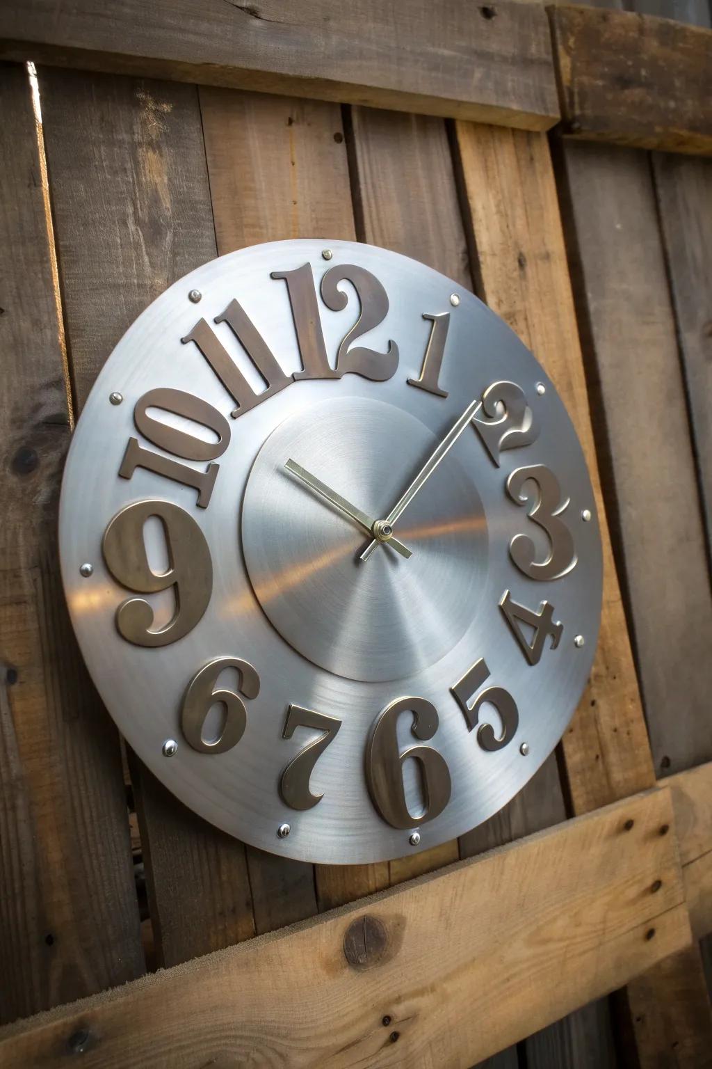 Time meets craftsmanship: A striking sheet metal clock that blends industrial elegance with artistic flair.