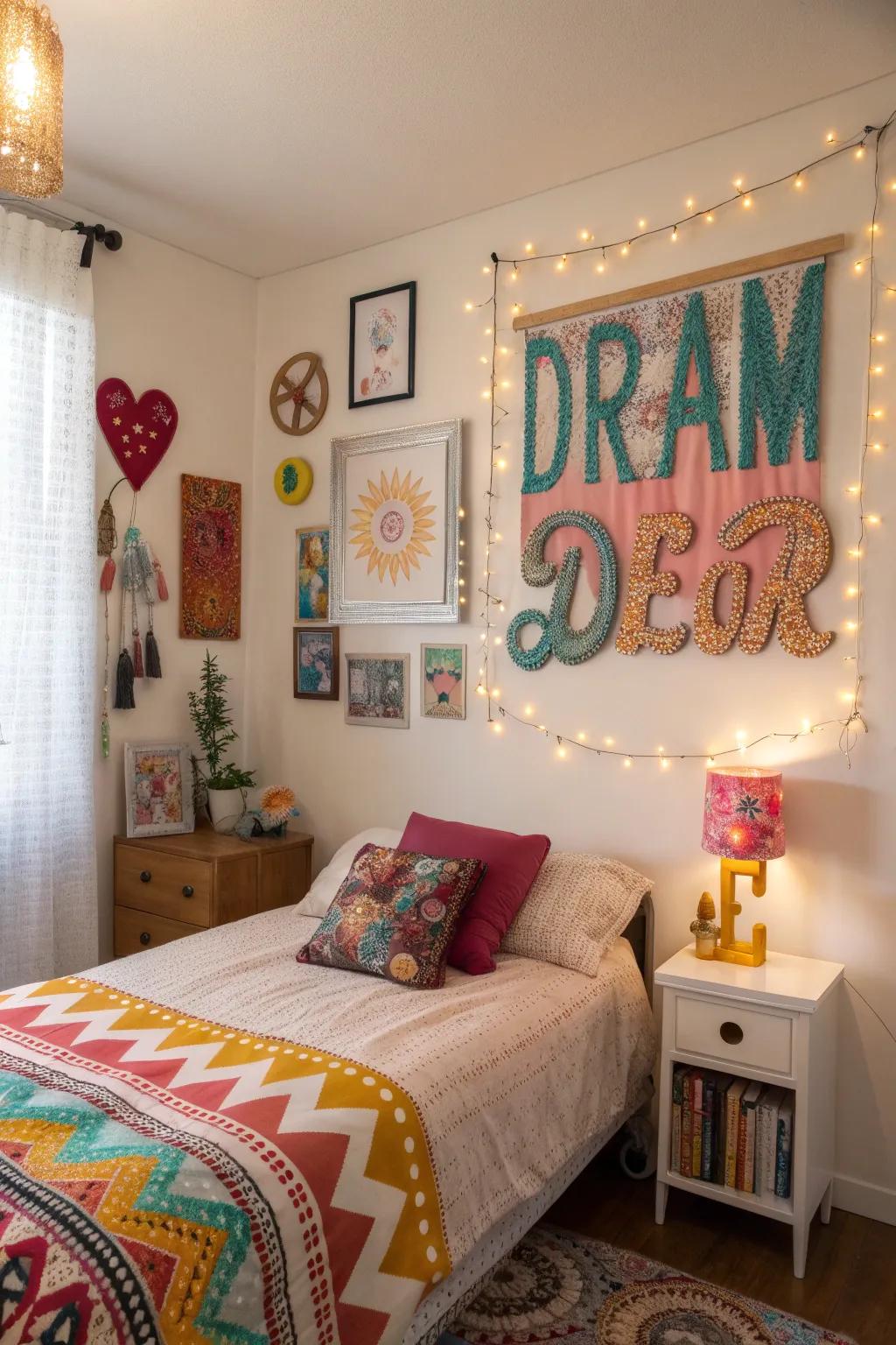 Unleash your inner artist with expressive bedroom signs.