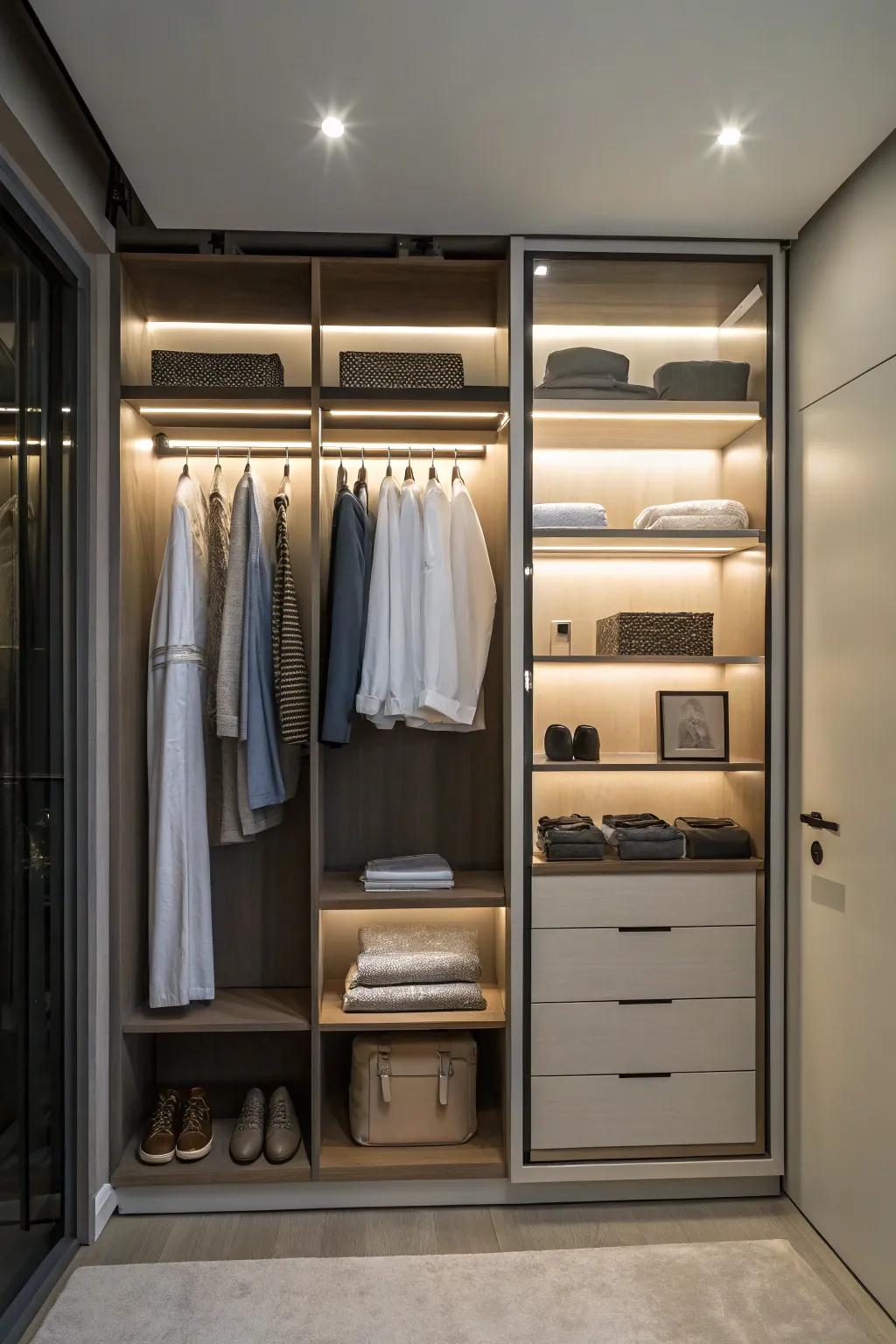 Recessed lighting enhances visibility and adds sophistication.