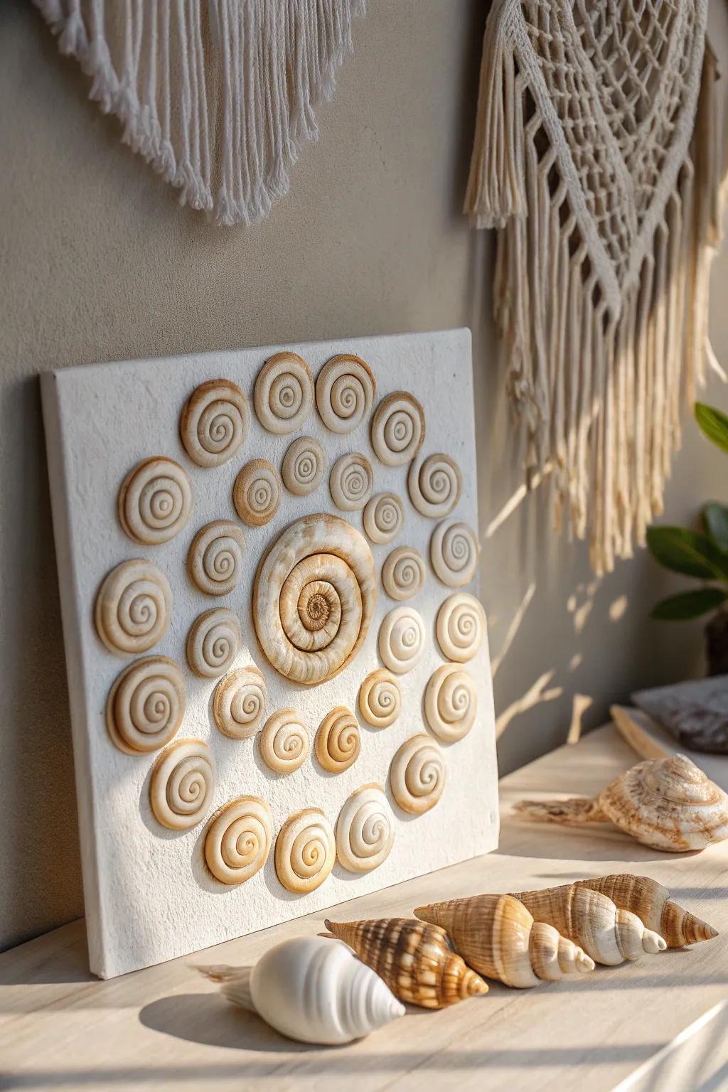 Transform your space with charming snail shell wall art that celebrates simplicity and natural beauty.