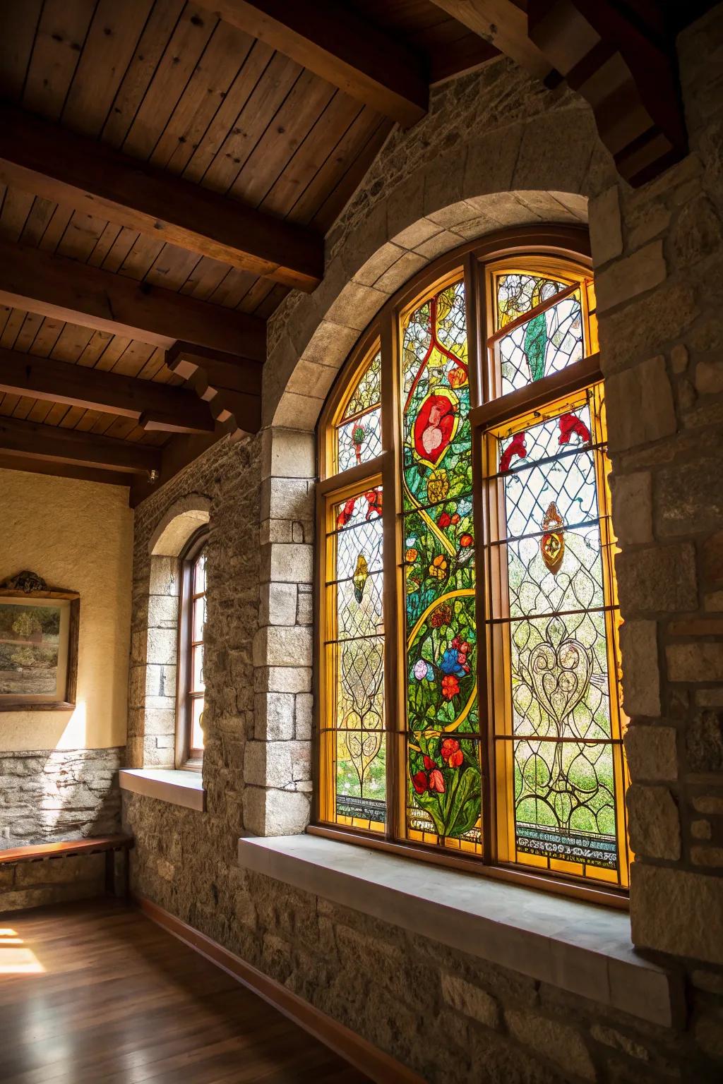 Vintage-inspired stained glass for classic charm.