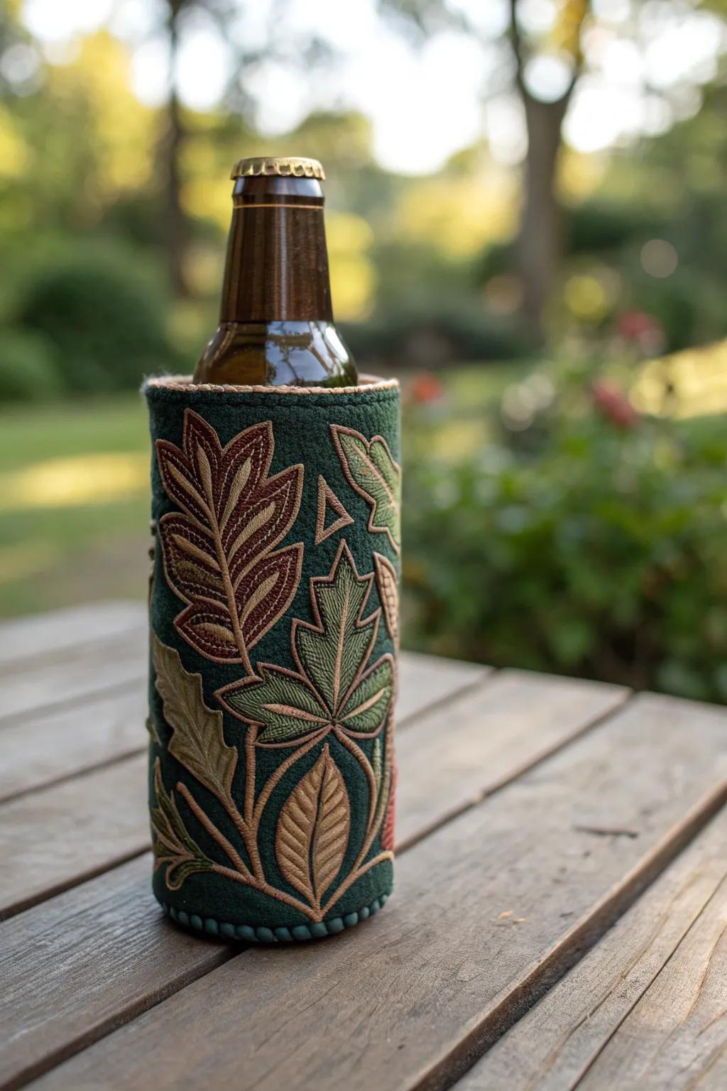 Elevate your garden gatherings with nature-inspired koozies that exude rustic charm.