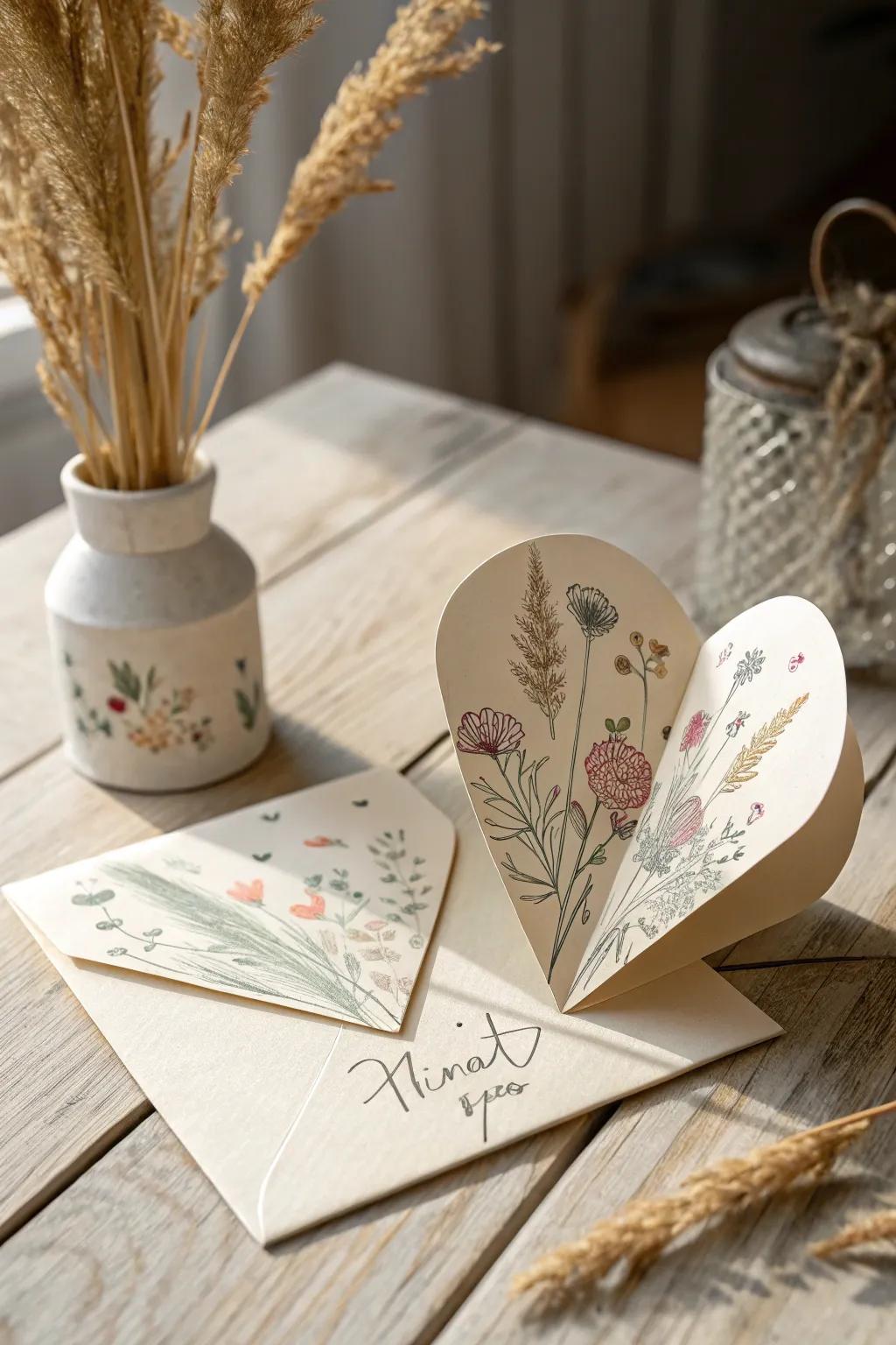 A heart-shaped thank you card: simplicity meets heartfelt elegance.