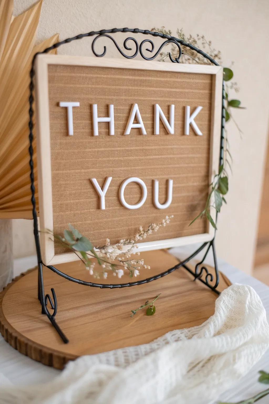 Express gratitude with a stunning blend of materials. 🌿✨ #ScandiBoho #ThankYouSign
