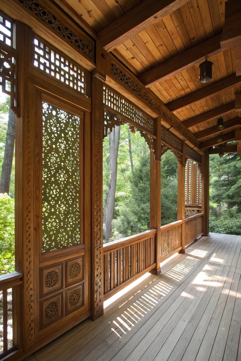 Transform your porch into a private retreat with these exquisite timber privacy screens.