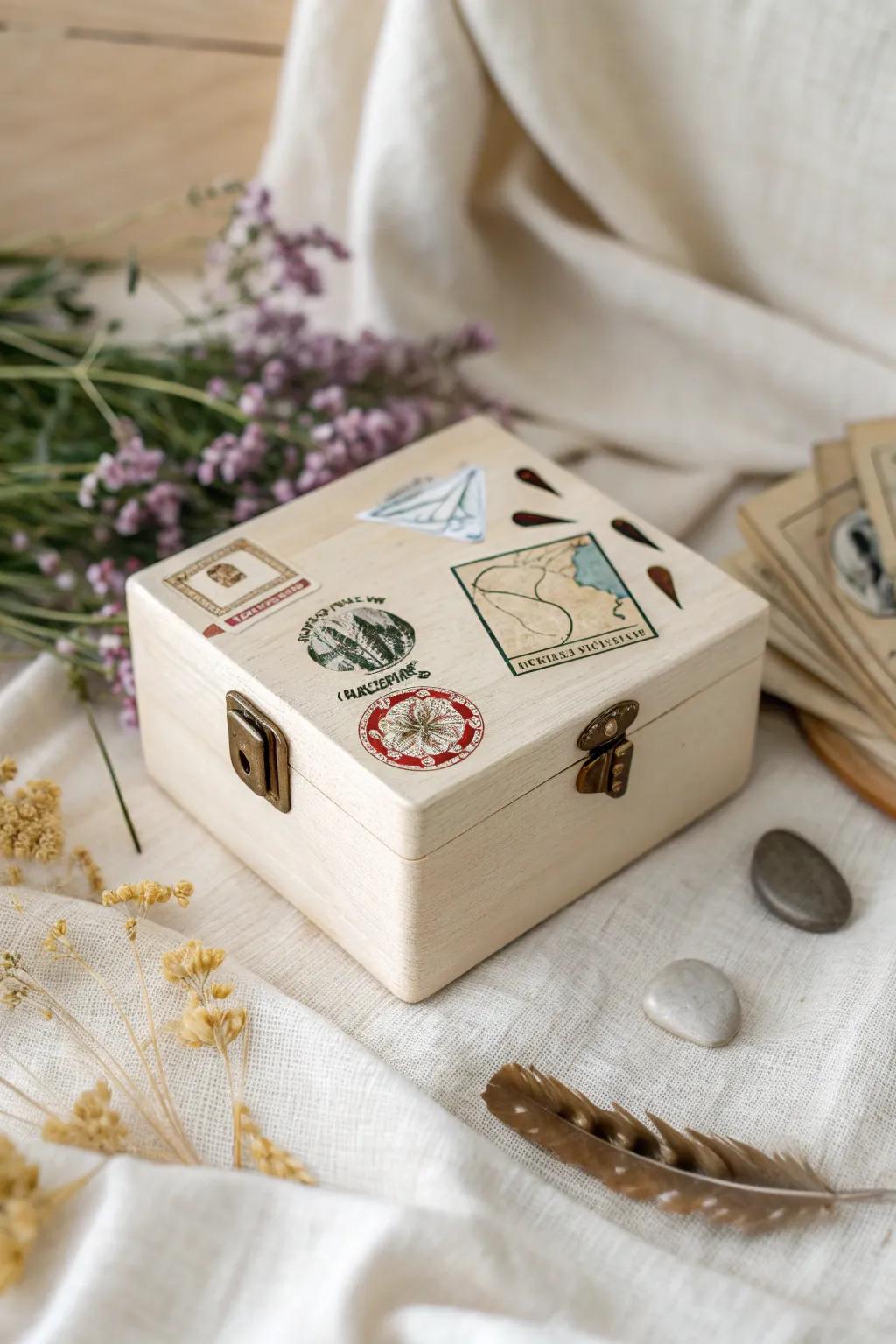 Capture the spirit of adventure with this travel-themed keepsake box, perfect for storing your cherished memories.