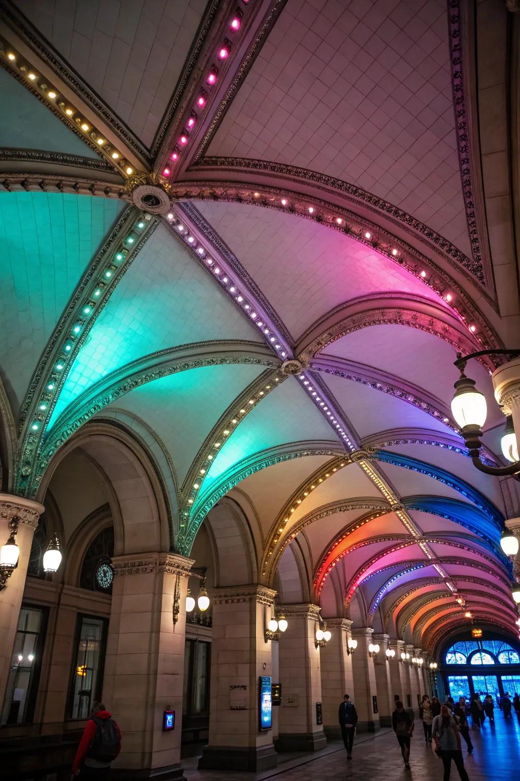 Colored track lighting adds a vibrant and playful touch to any space.
