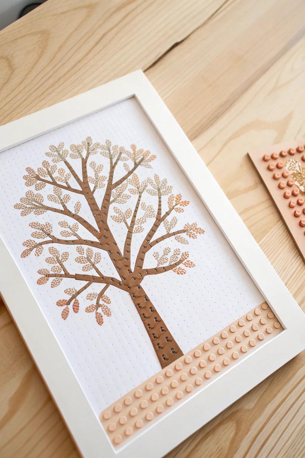Discover the beauty of Lego-inspired tree art with a minimalist flair.