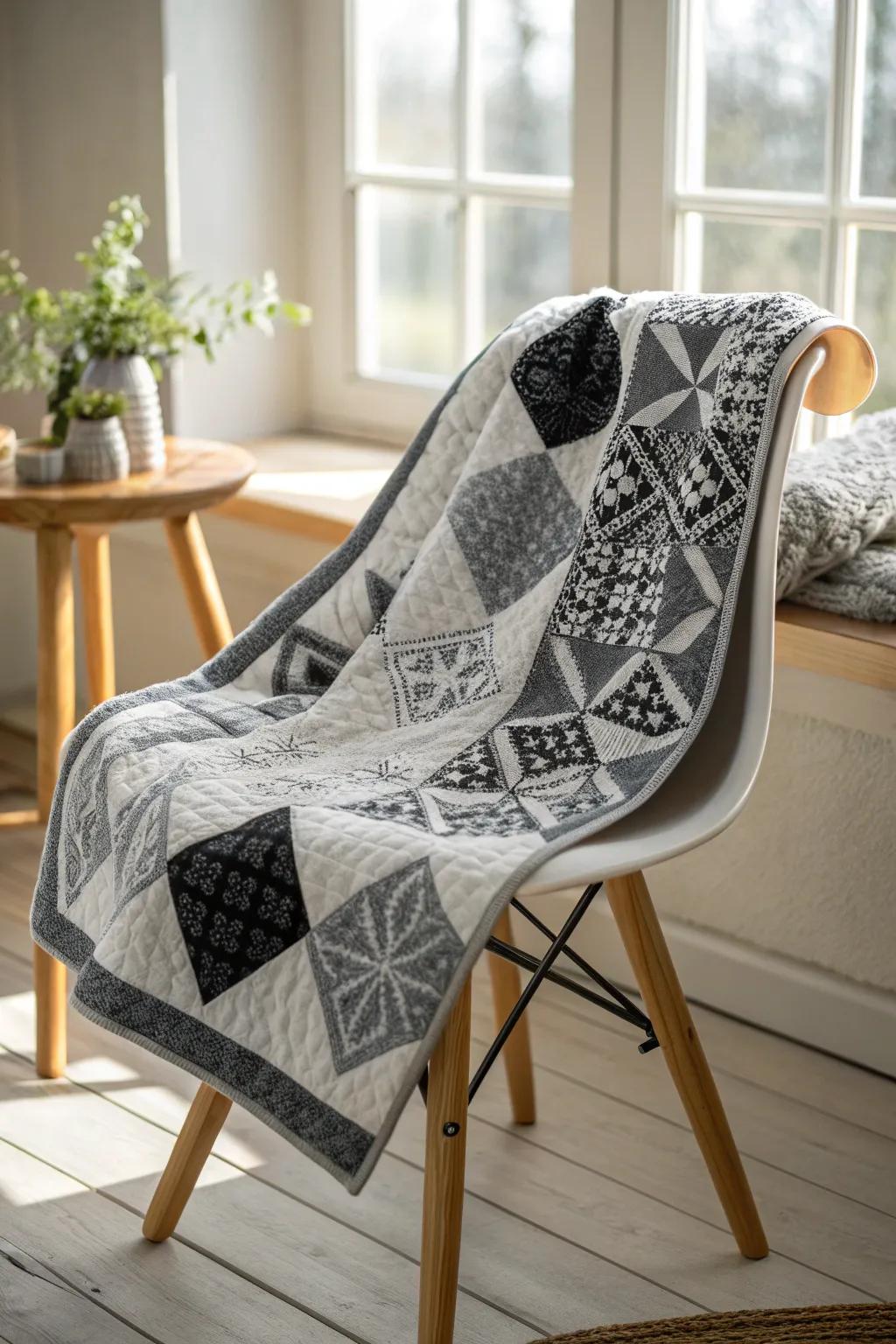 Monochrome Elegance: The timeless allure of black, white, and gray in quilt design.