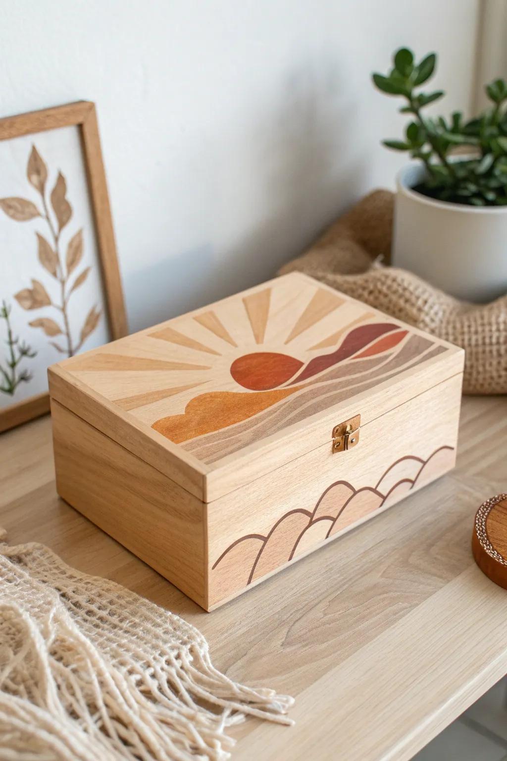 Transform your space with this handcrafted wooden box, where artistry meets simplicity.