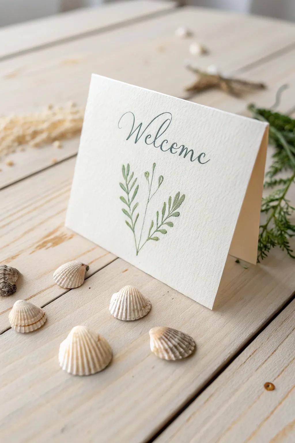 Embrace simplicity and elegance with nature-inspired welcome cards. 🌿✨