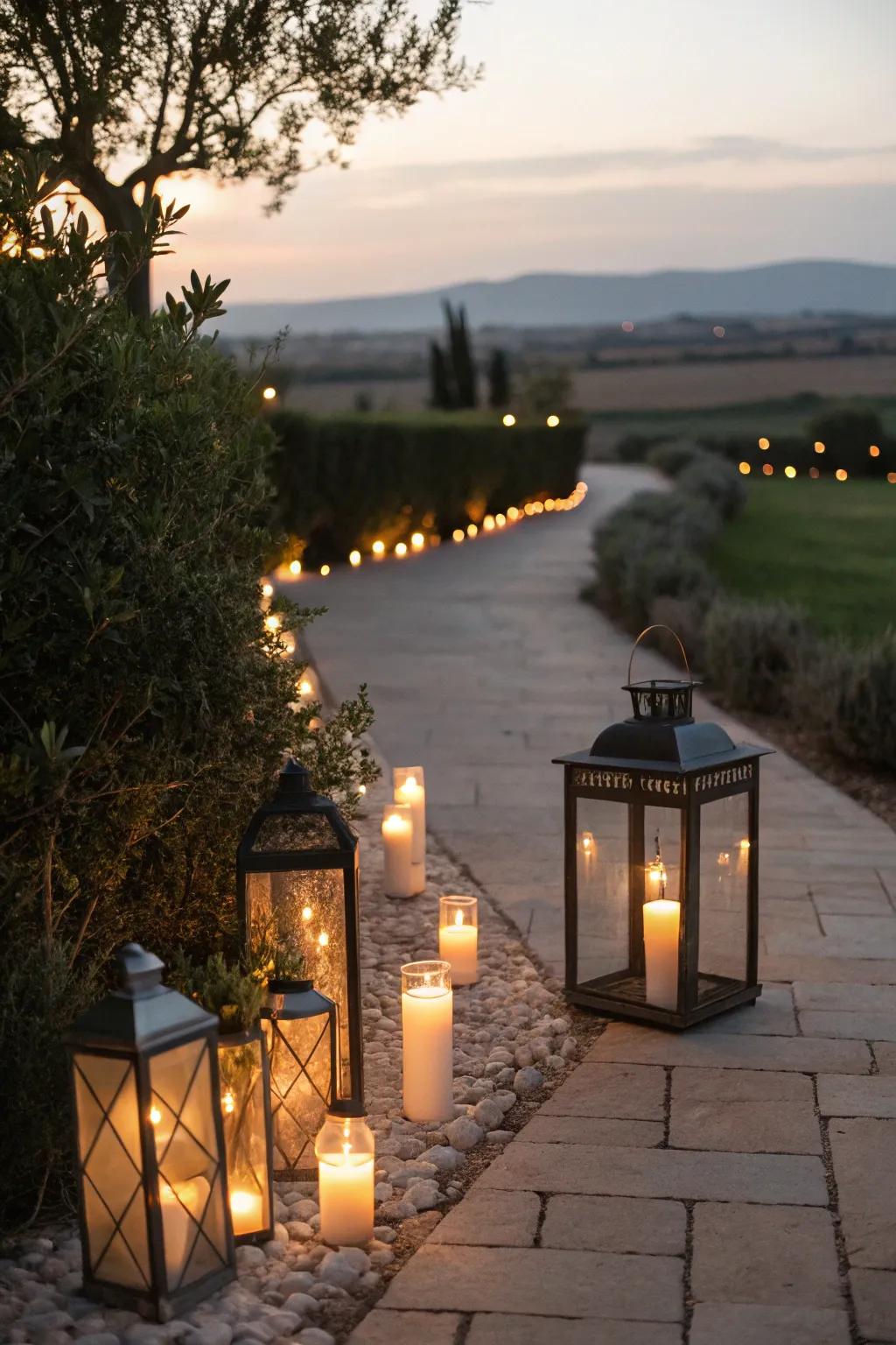 Guide your guests with the enchanting glow of a candlelit pathway.