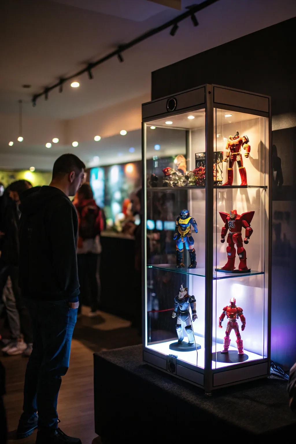LED-lit cases highlight and dramatize your action figure collection.