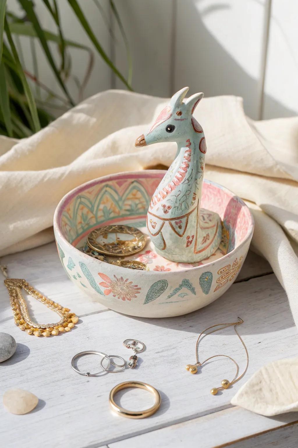 Elevate your accessory game with this enchanting alebrije jewelry holder, a perfect blend of art and function for your minimalist-boho space.