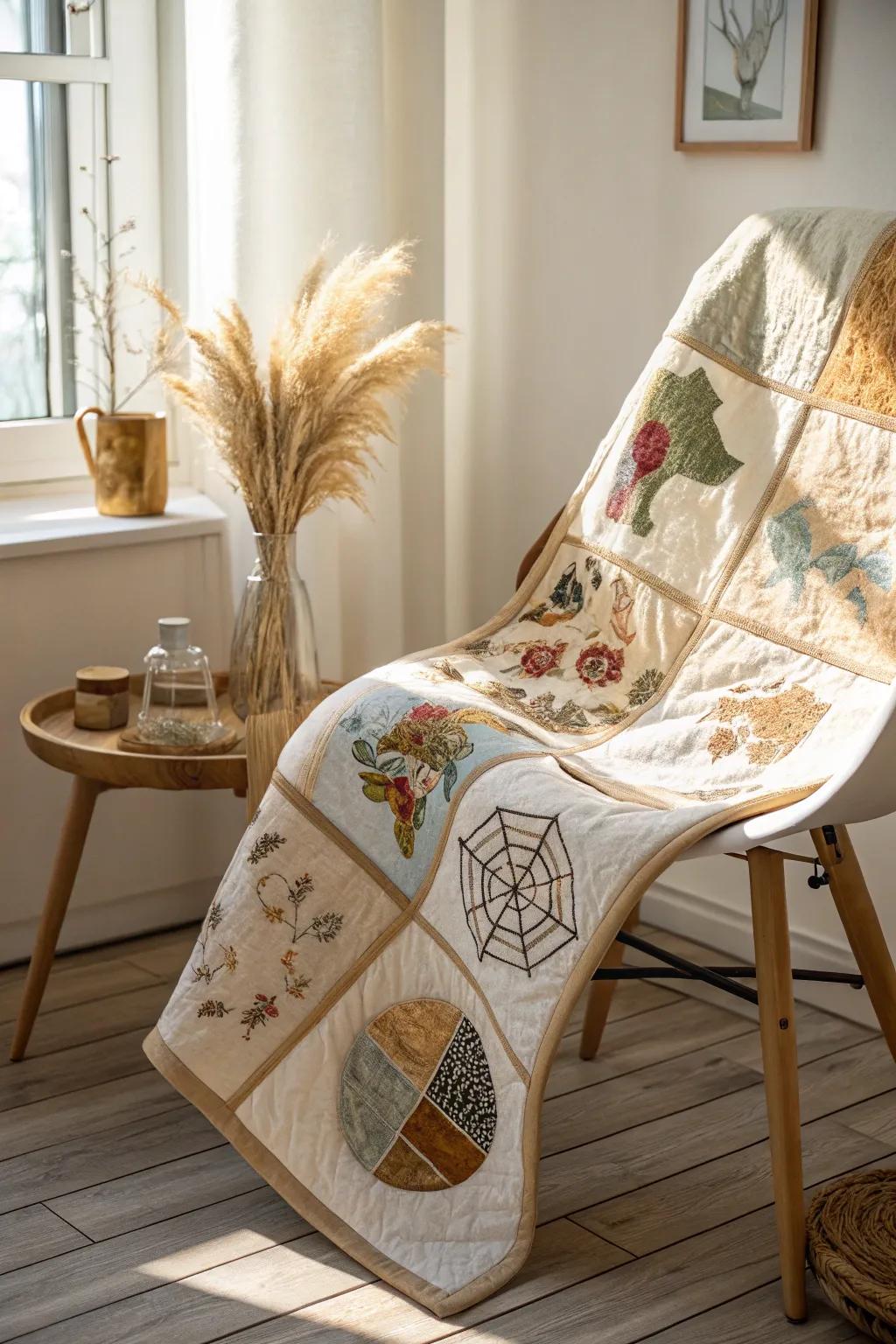 Every stitch tells a story. Discover the art of personal storytelling through quilts. #QuiltArt #MinimalistBoho #TravelMemories