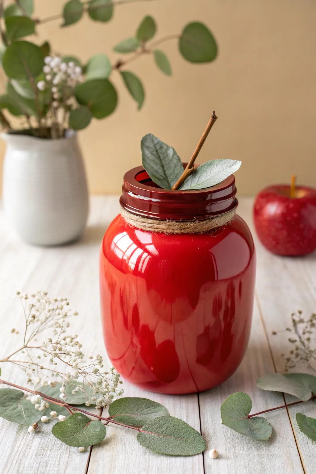 Charming Apple Mason Jar: A perfect blend of minimalist design and playful creativity for back-to-school crafts!