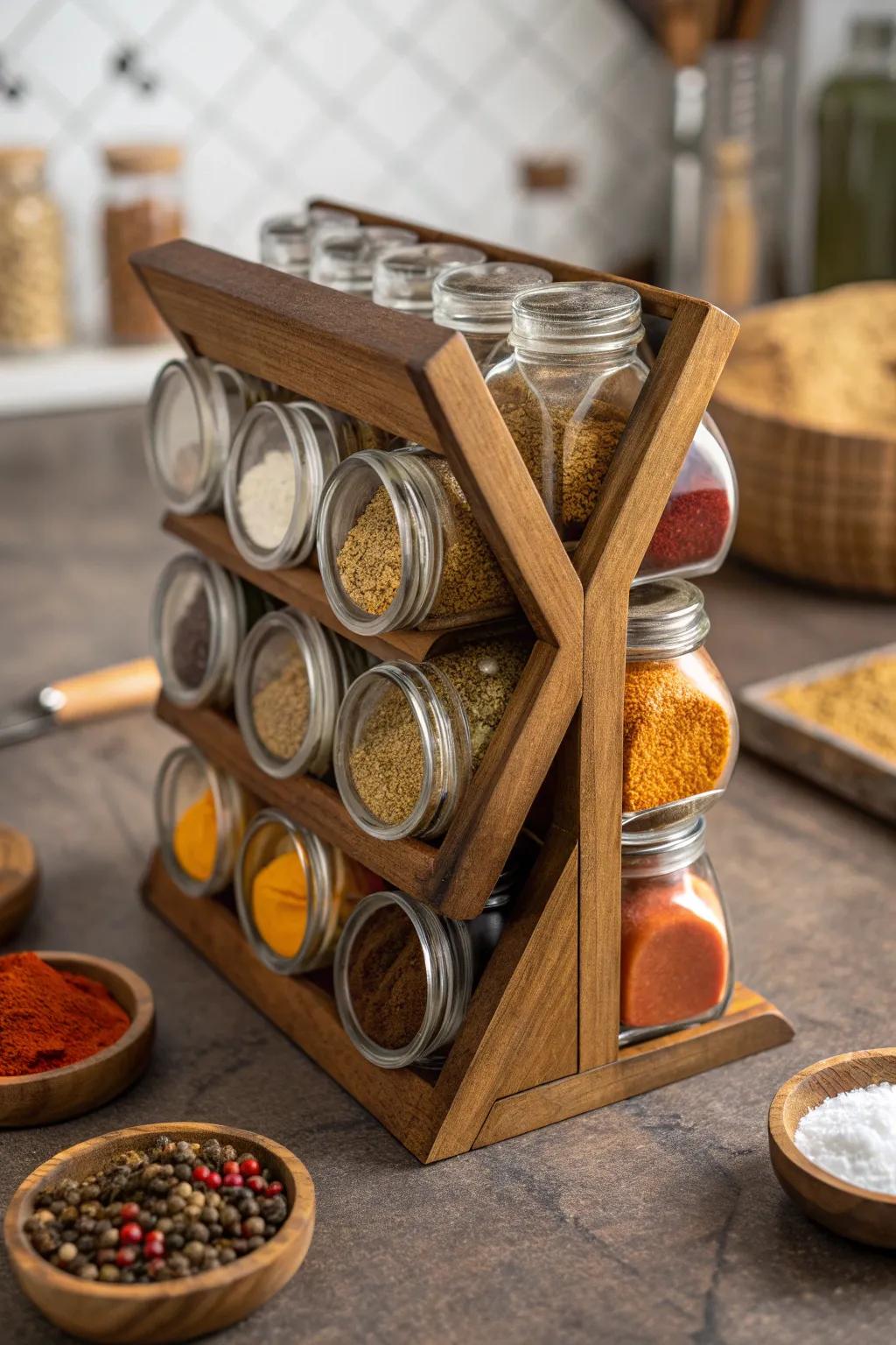 Elevate your BBQ game with a handcrafted airtight spice rack that keeps flavors fresh and your kitchen stylish.