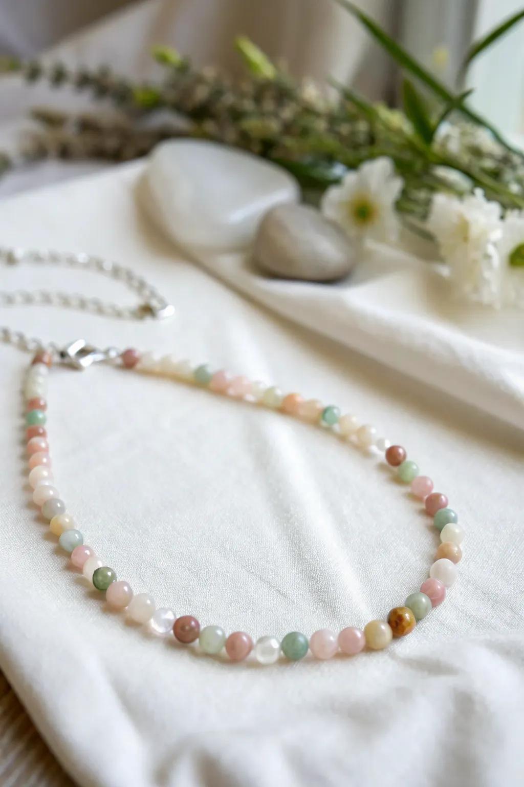 Embrace the elegance of simplicity with this delicate beaded necklace.