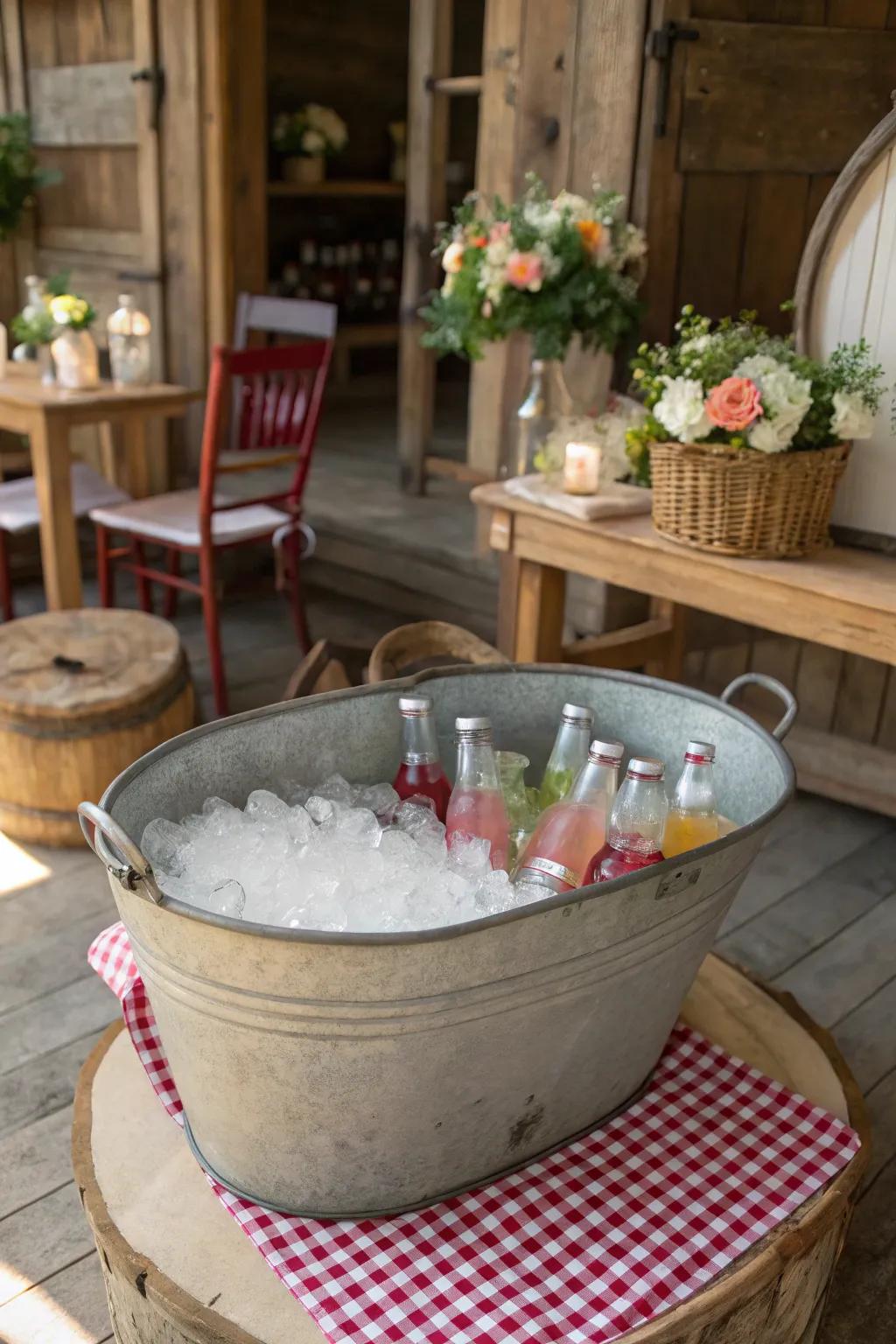 An antique wash tub adding historical flair to a setup.