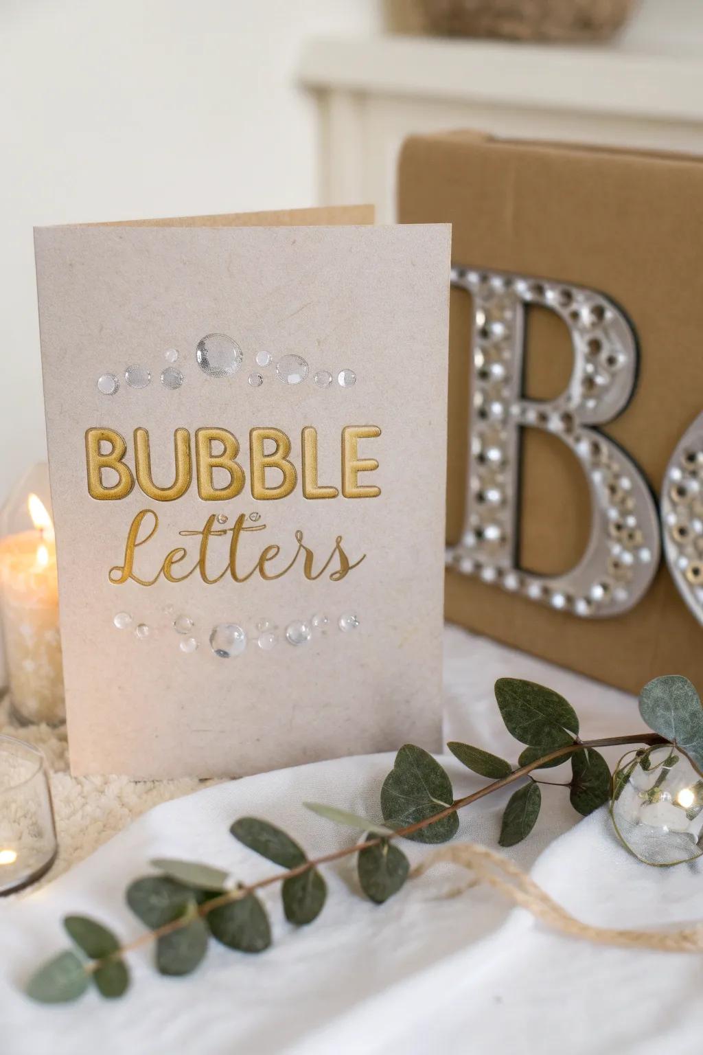 Elevate your bubble letters with a hint of metallic magic, perfect for adding elegance to minimalist designs.