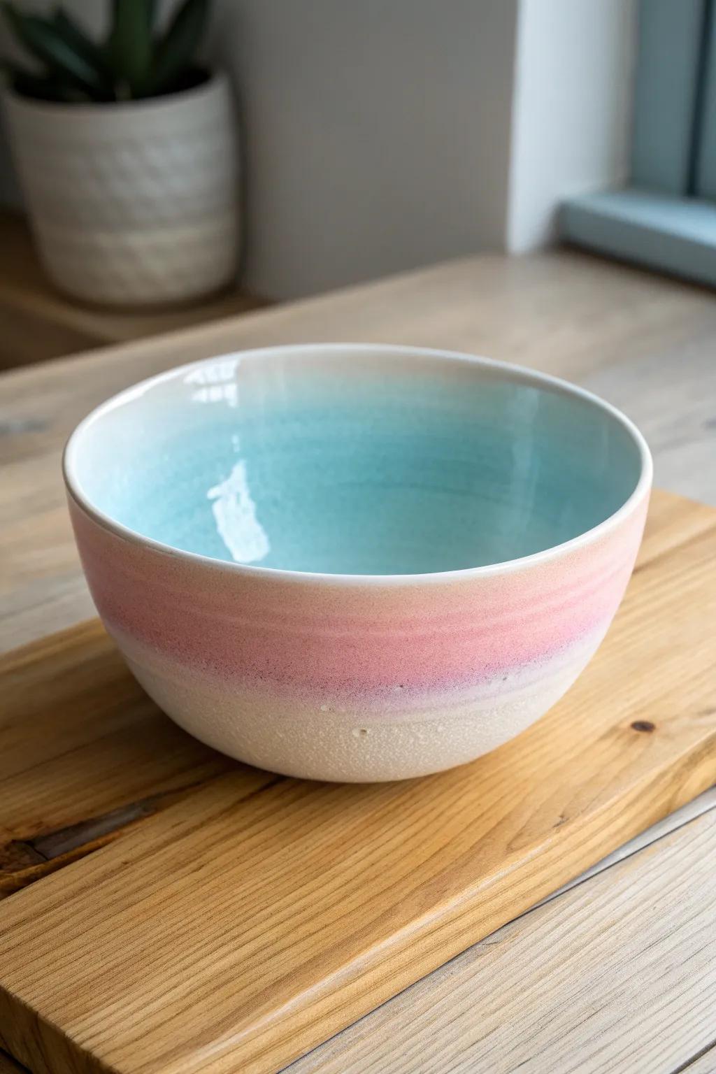 Embrace the serene beauty of gradient colors with this exquisite ceramic bowl, where craftsmanship meets simplicity.