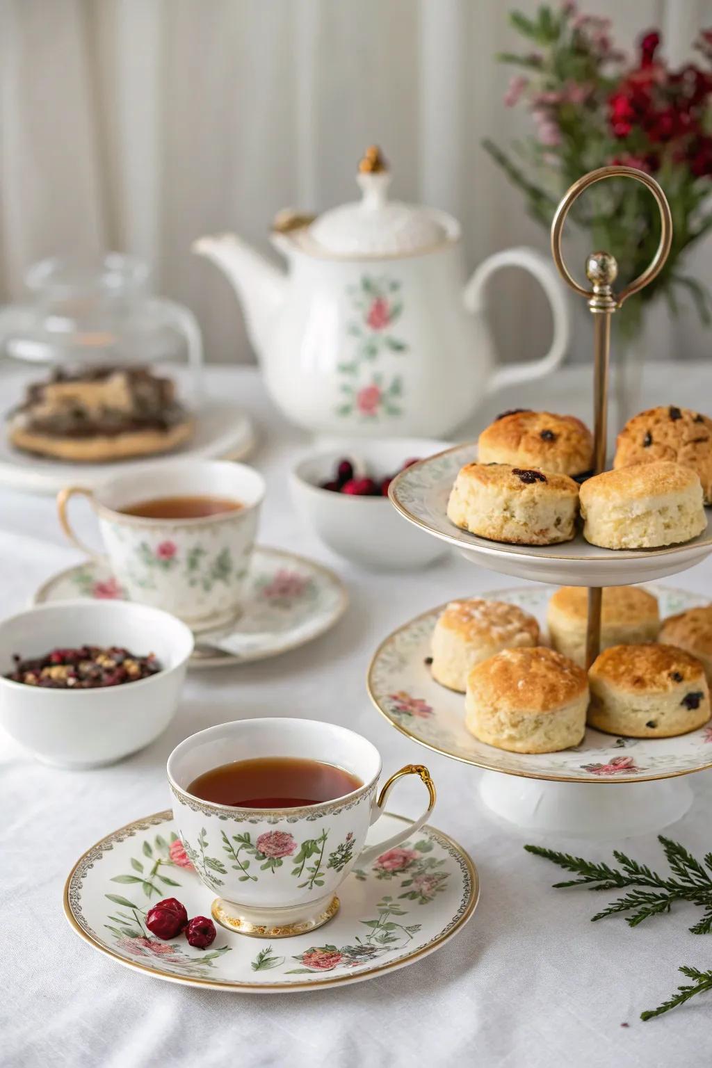 Share elegant moments with a Christmas tea party.