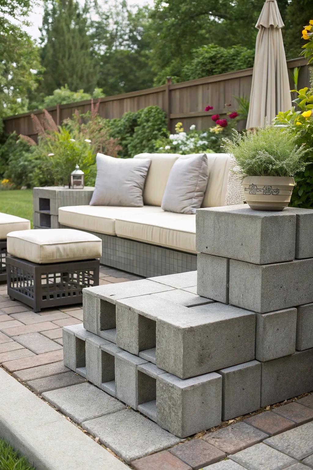 Transform your patio with the rugged charm of cinder block seating.