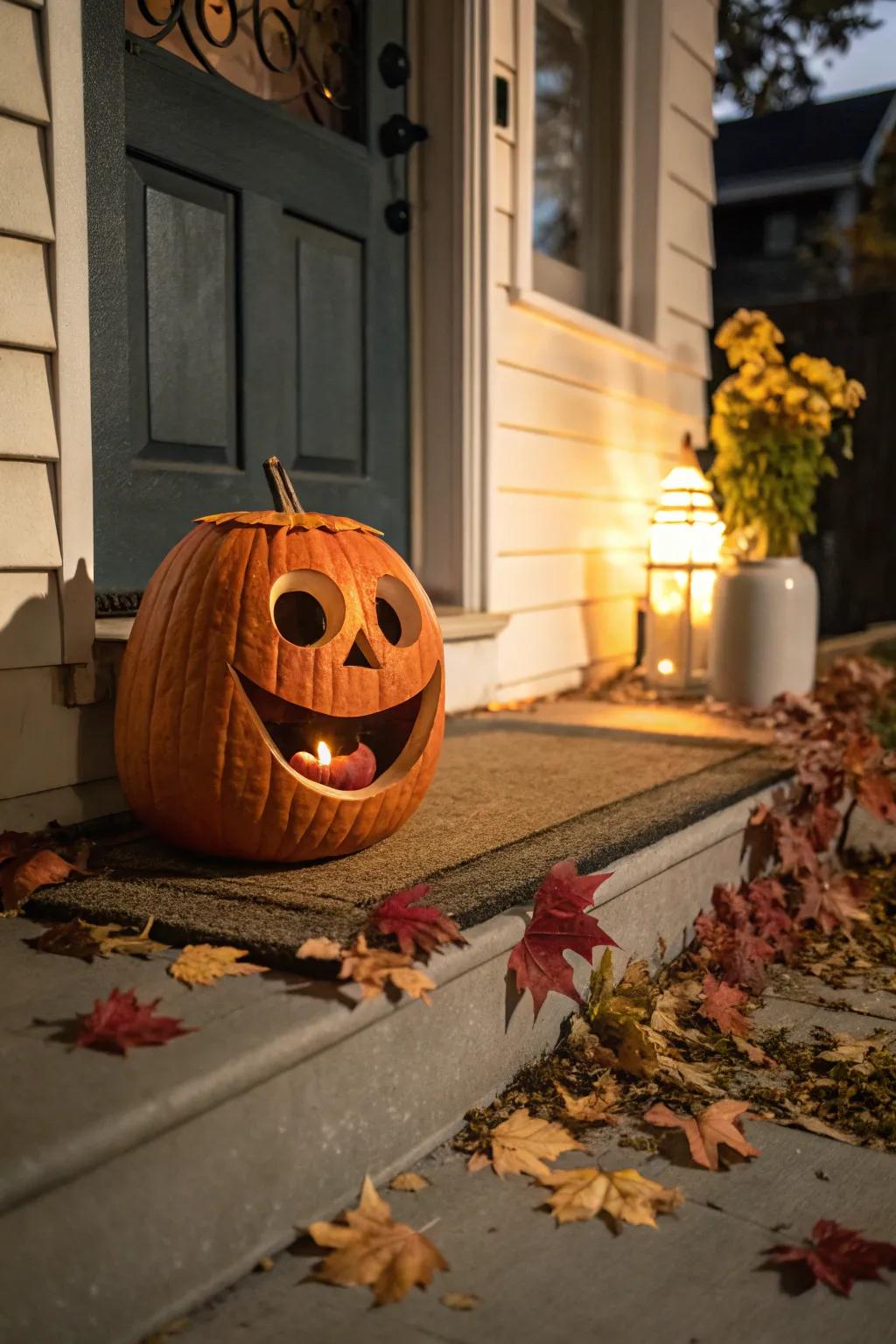 Adorably Quirky Button-Eyed Pumpkin