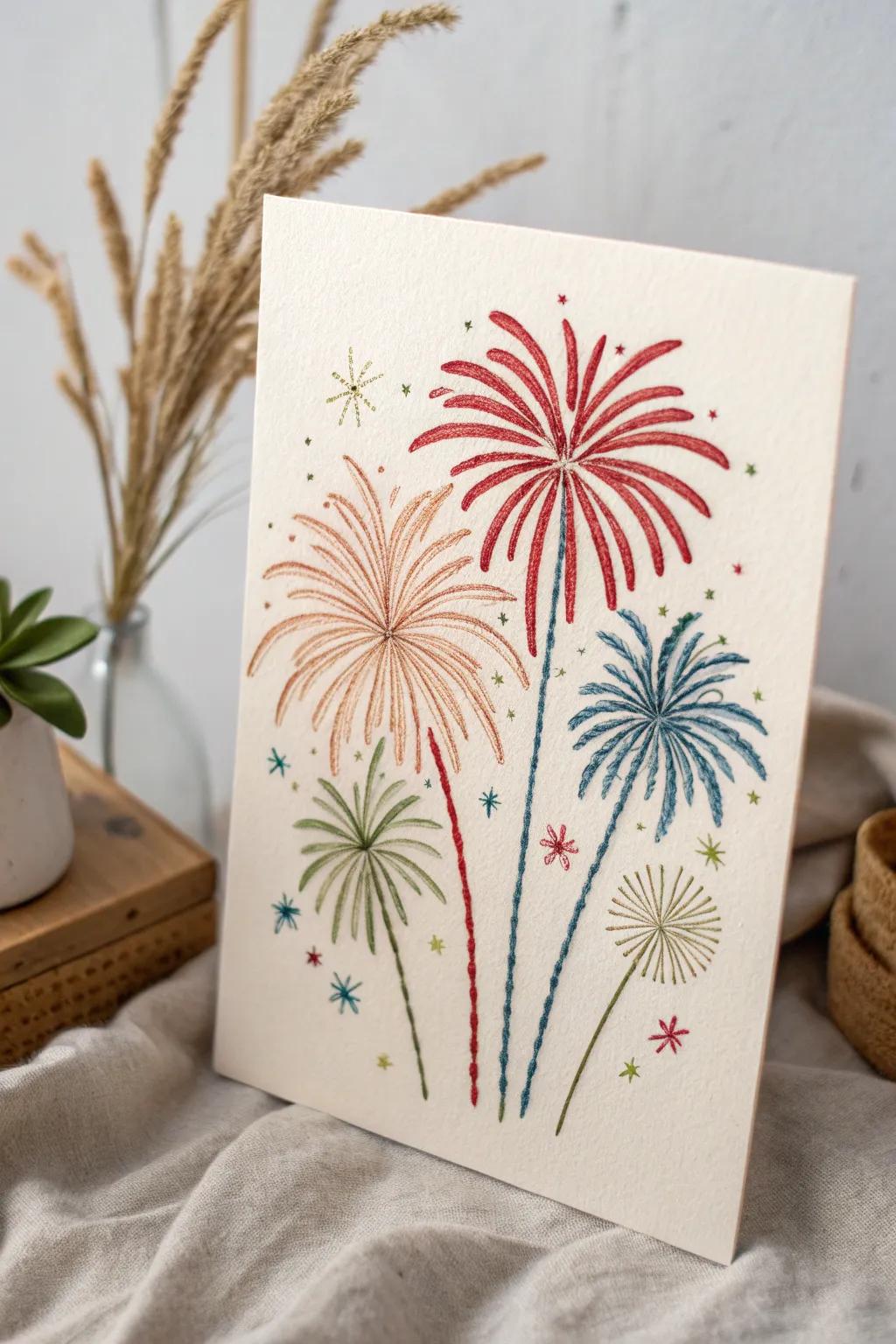 Celebrate the artistry of light and color with this minimalist fireworks masterpiece.