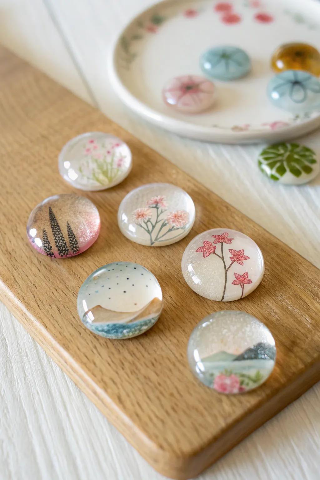 Transform your fridge with these elegant glass stone magnets, where simplicity meets artistic expression.