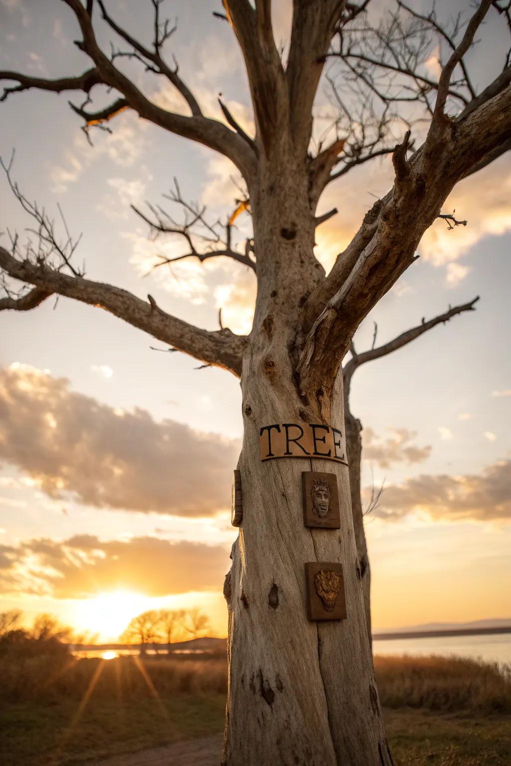 Preserve cherished memories with carved initials and plaques on your own Memory Tree.