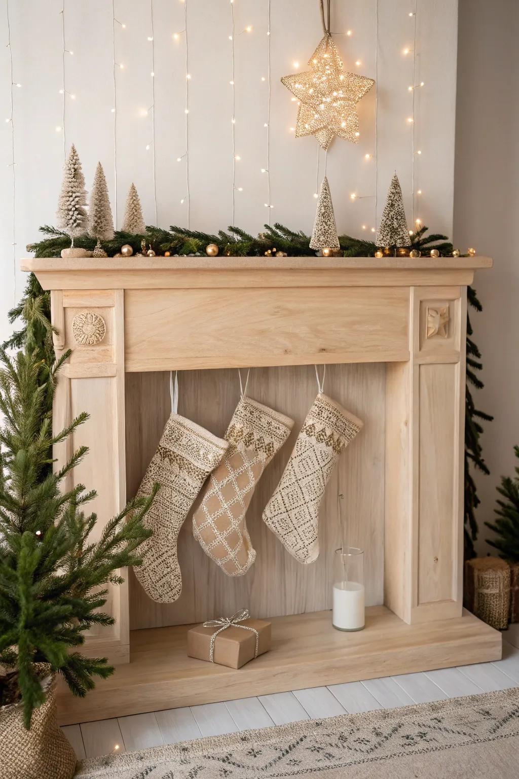Embrace the warmth of the season with a minimalist festive fireplace that brings cozy charm to any space.