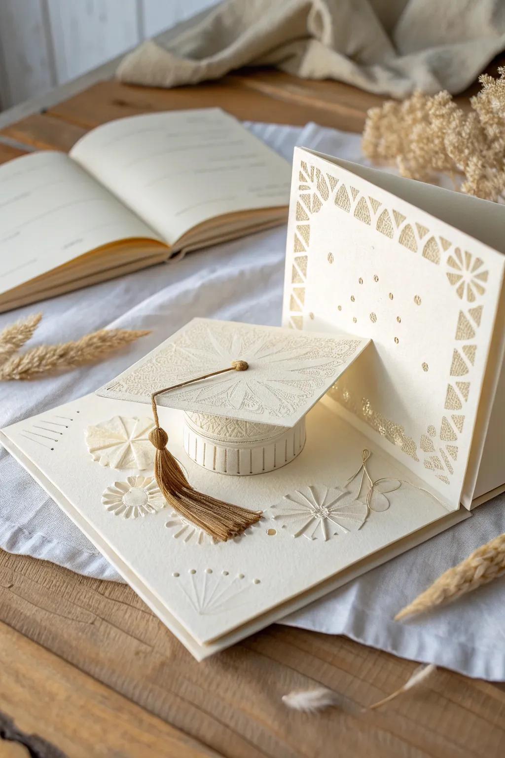 Celebrate achievements with a touch of elegance - handcrafted pop-up cards for a memorable graduation!