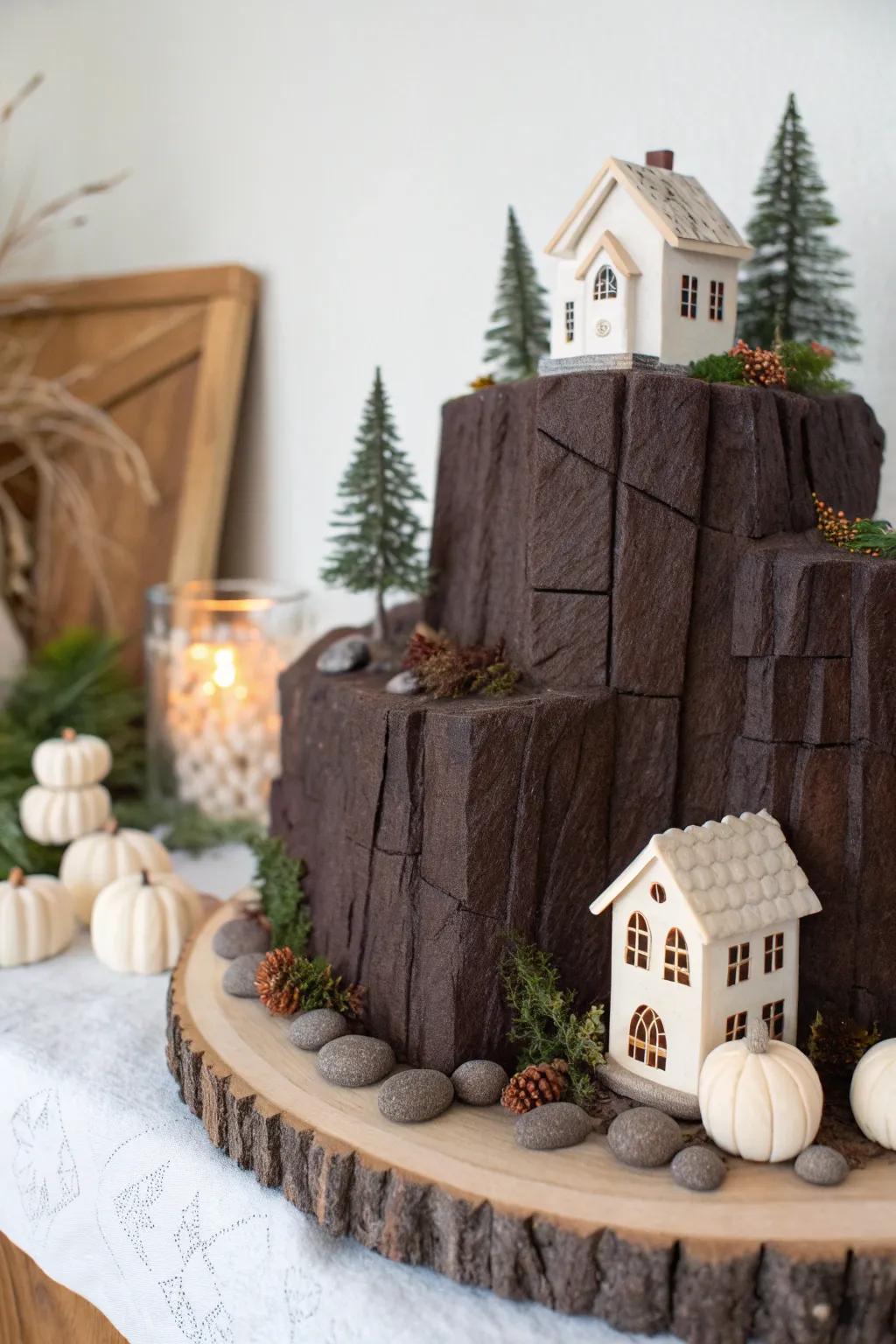 Elevate your Halloween décor with a stunning cliffside village—where minimalist design meets spooky charm.