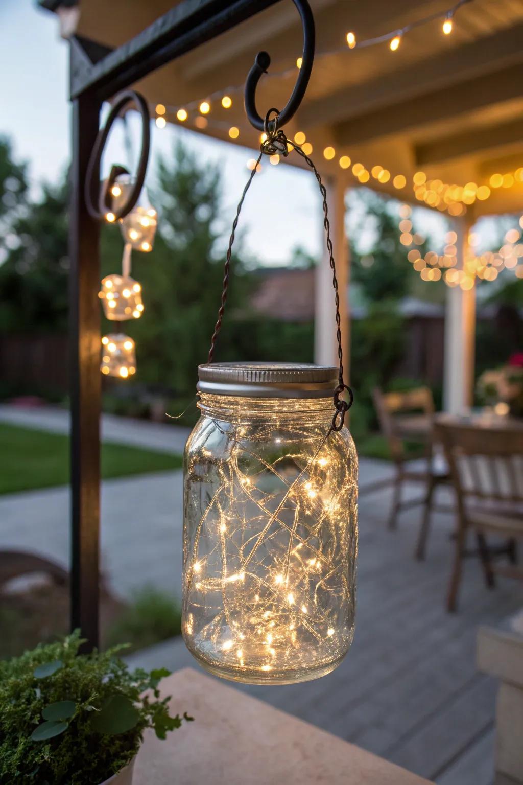 Illuminate your outdoor space with handcrafted charm: Hanging Jar LED Lights.