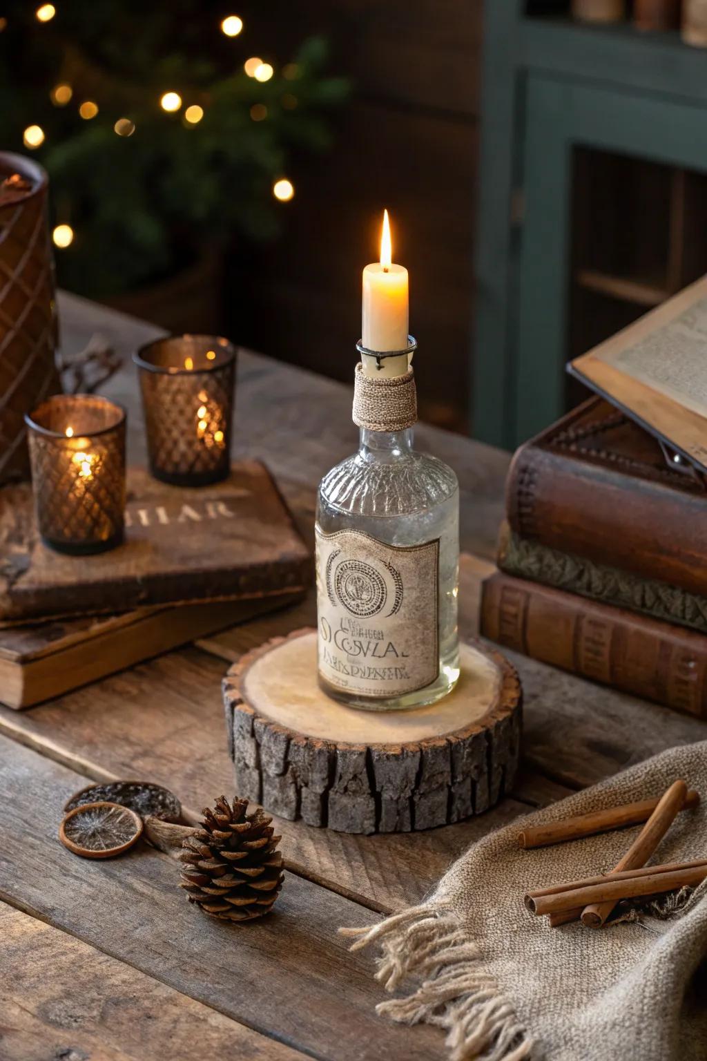 Elevate your space with this DIY mini liquor bottle candle holder, where craftsmanship meets creativity.