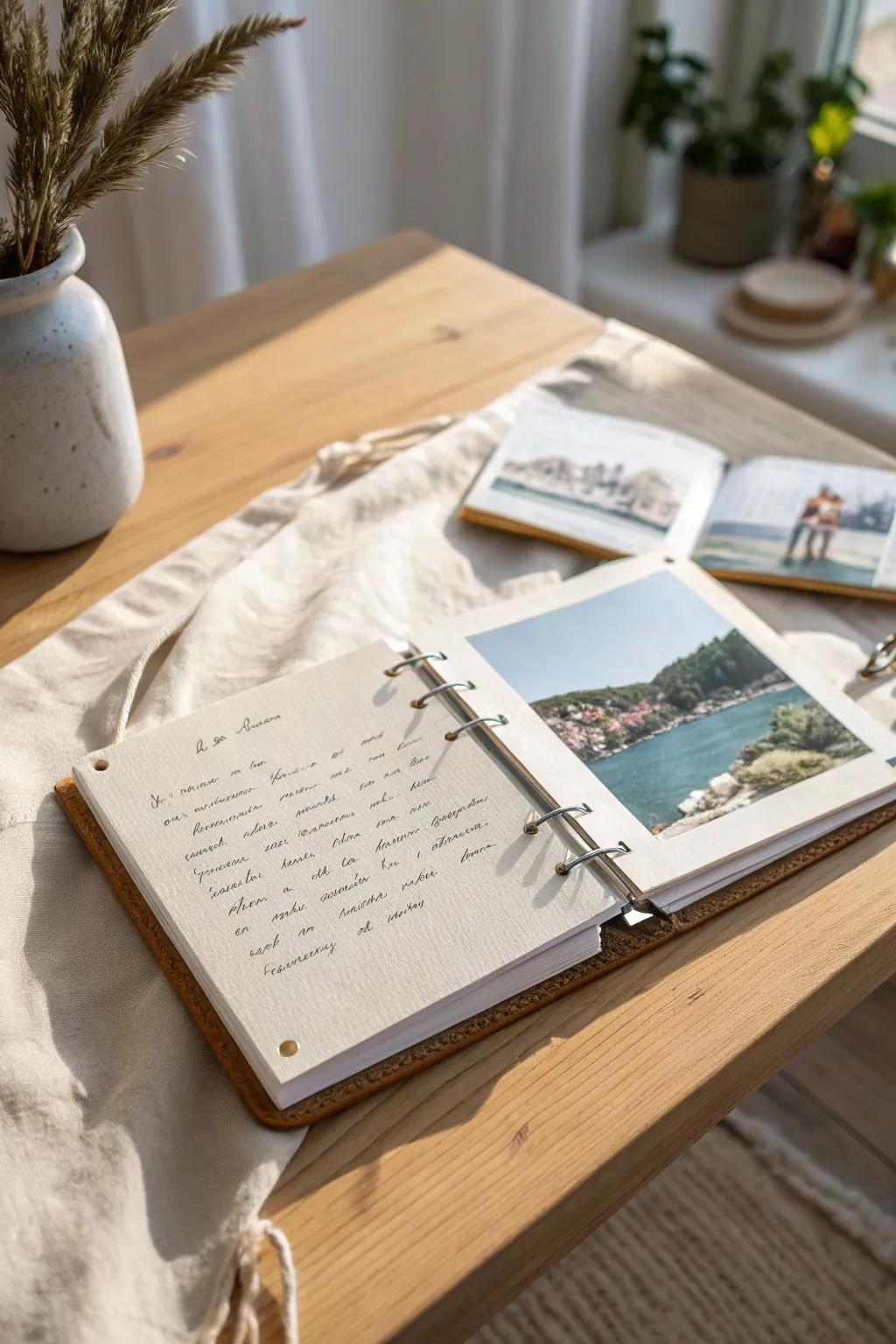 Craft your travel tales with postcards and photos, weaving memories into a minimalist masterpiece.