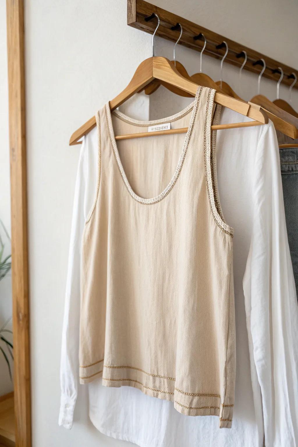 Elevate your style with a chic layered tank top—simplicity meets craftsmanship!