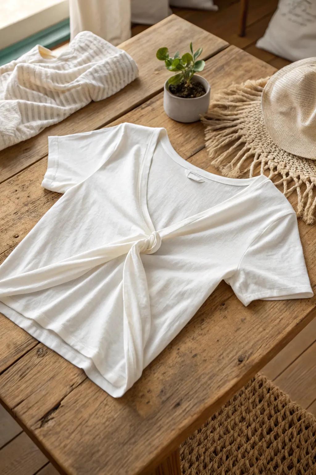 Transform your tee with this chic open back twist – no sewing needed!